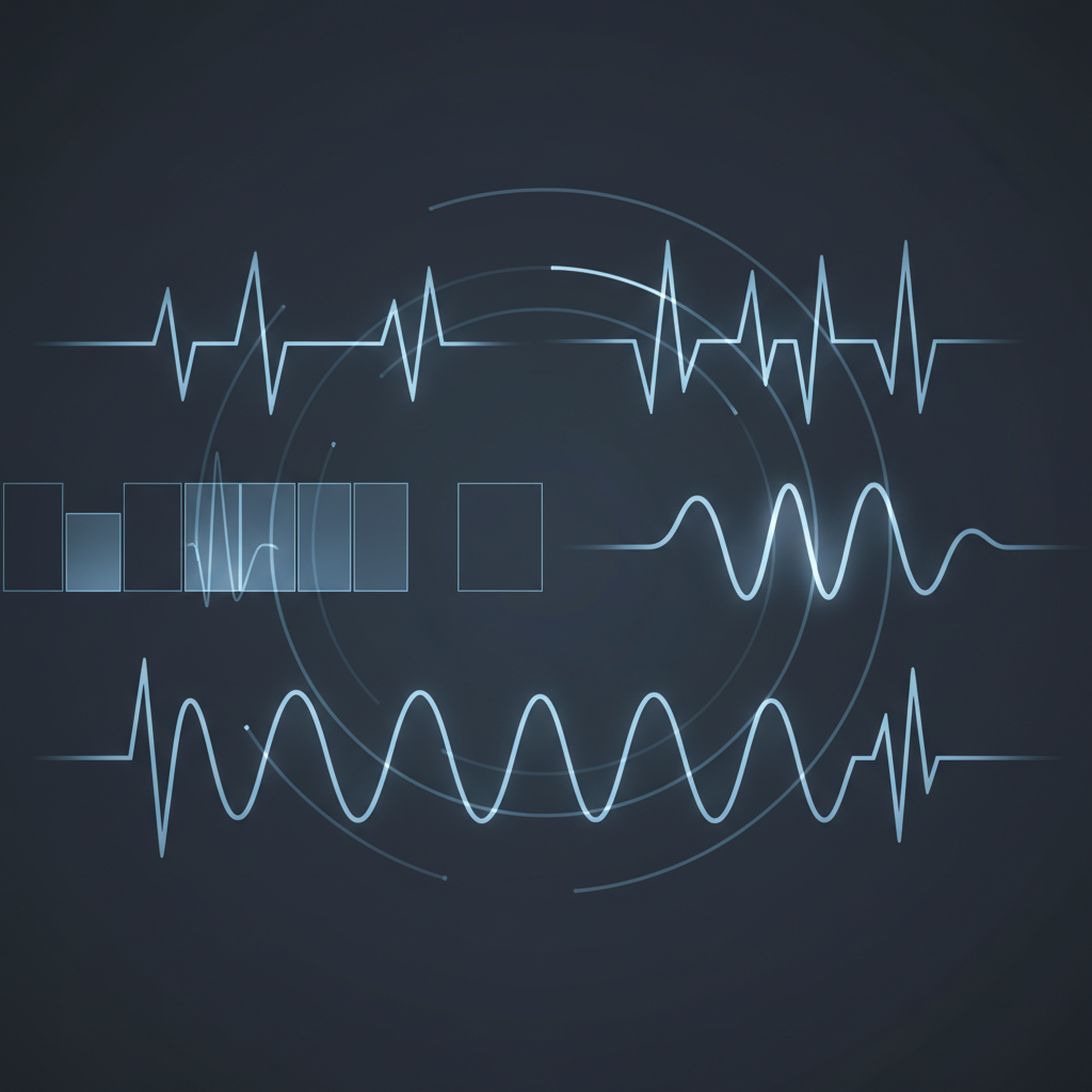 Abstract waveform graphics in pale blue
