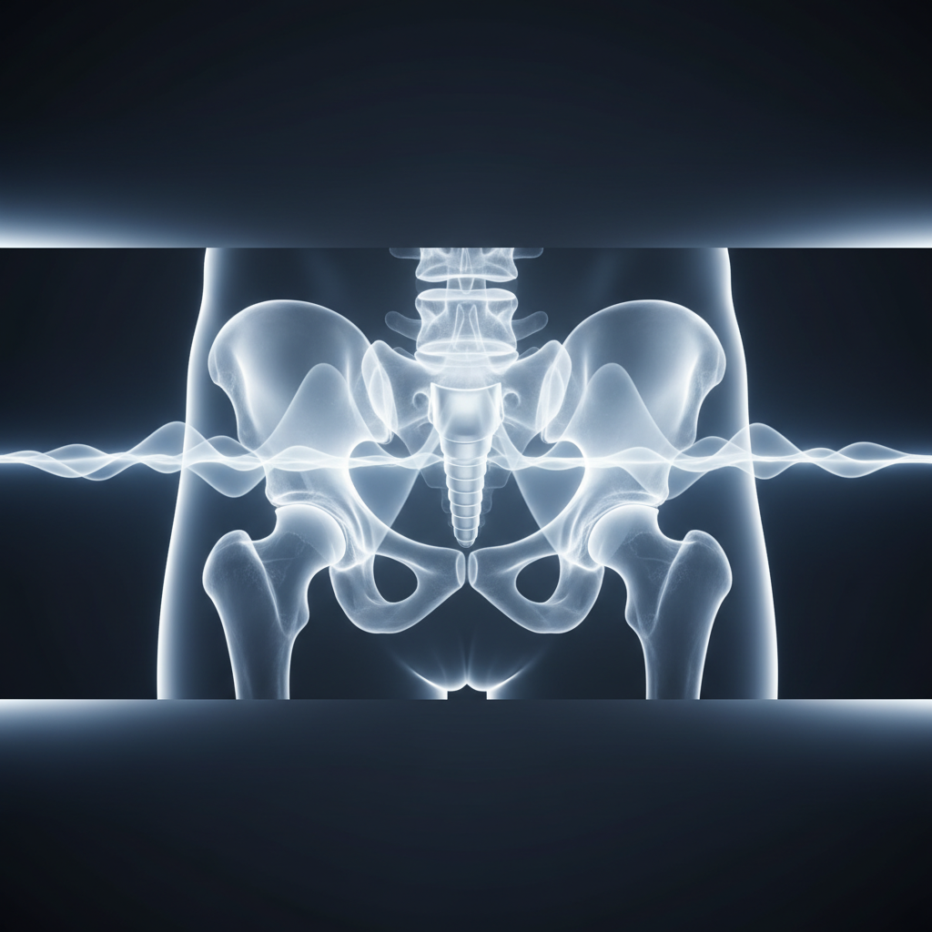 X-ray showing hip replacement with PEMF field