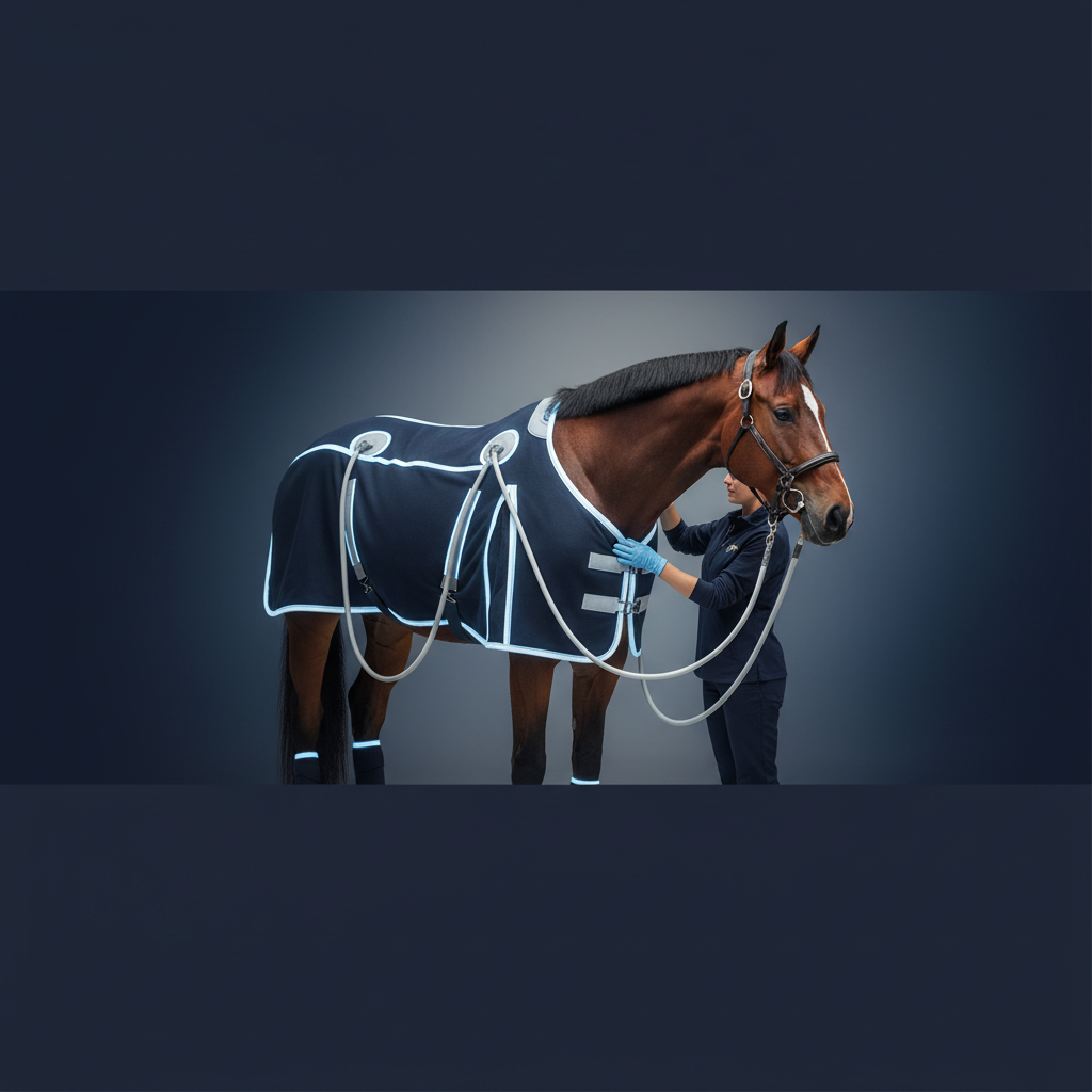 Horse being prepped pre-event with PEMF